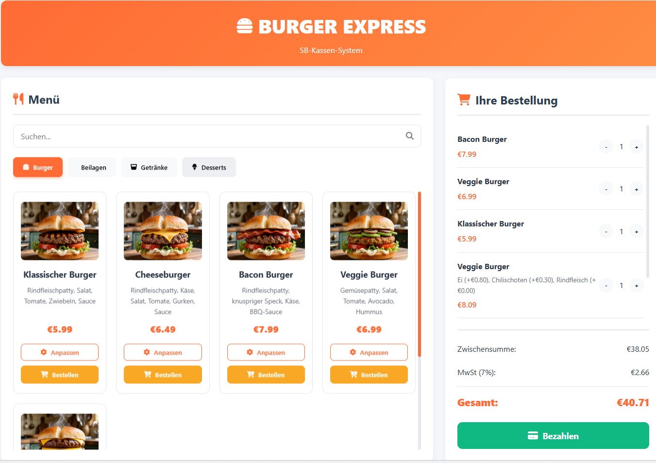 SB-Kasse für Fastfood